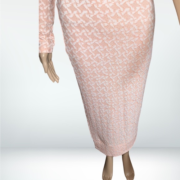 Lipinskaya Brand Peach and White Stretch Bodycon Midi Dress S NWT - Picture 5 of 8